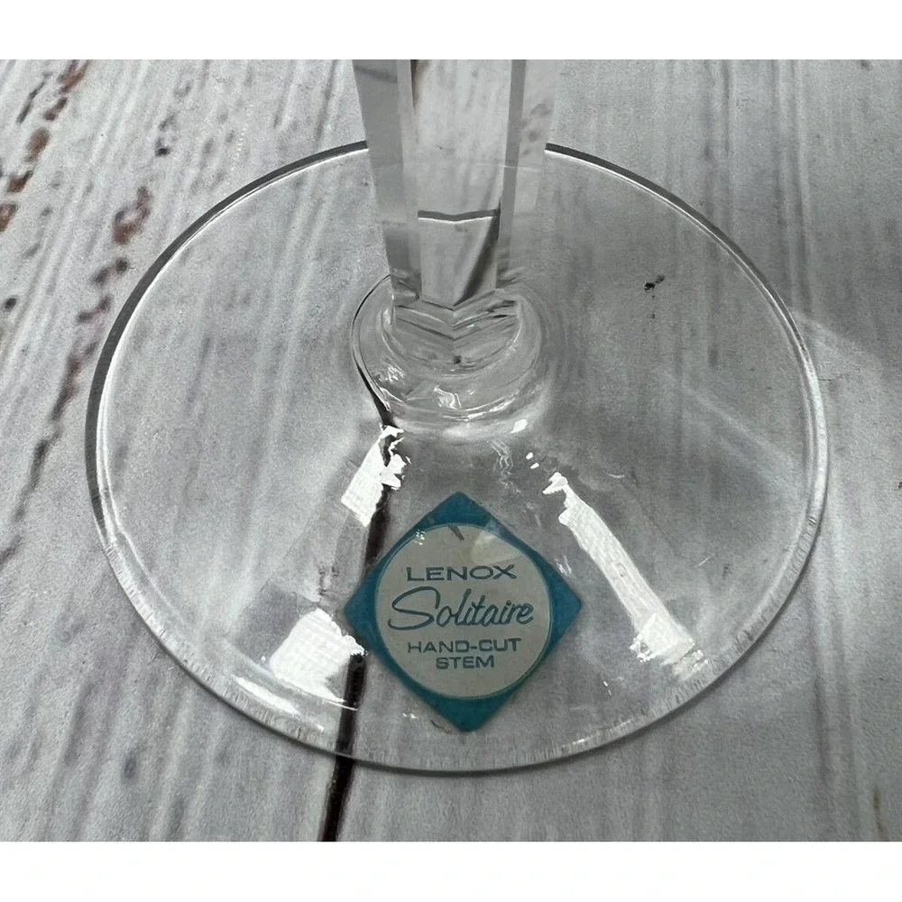 Vintage Lenox Solitaire Platinum Trim Wine Glass USA Replacement Set of 2 Clear